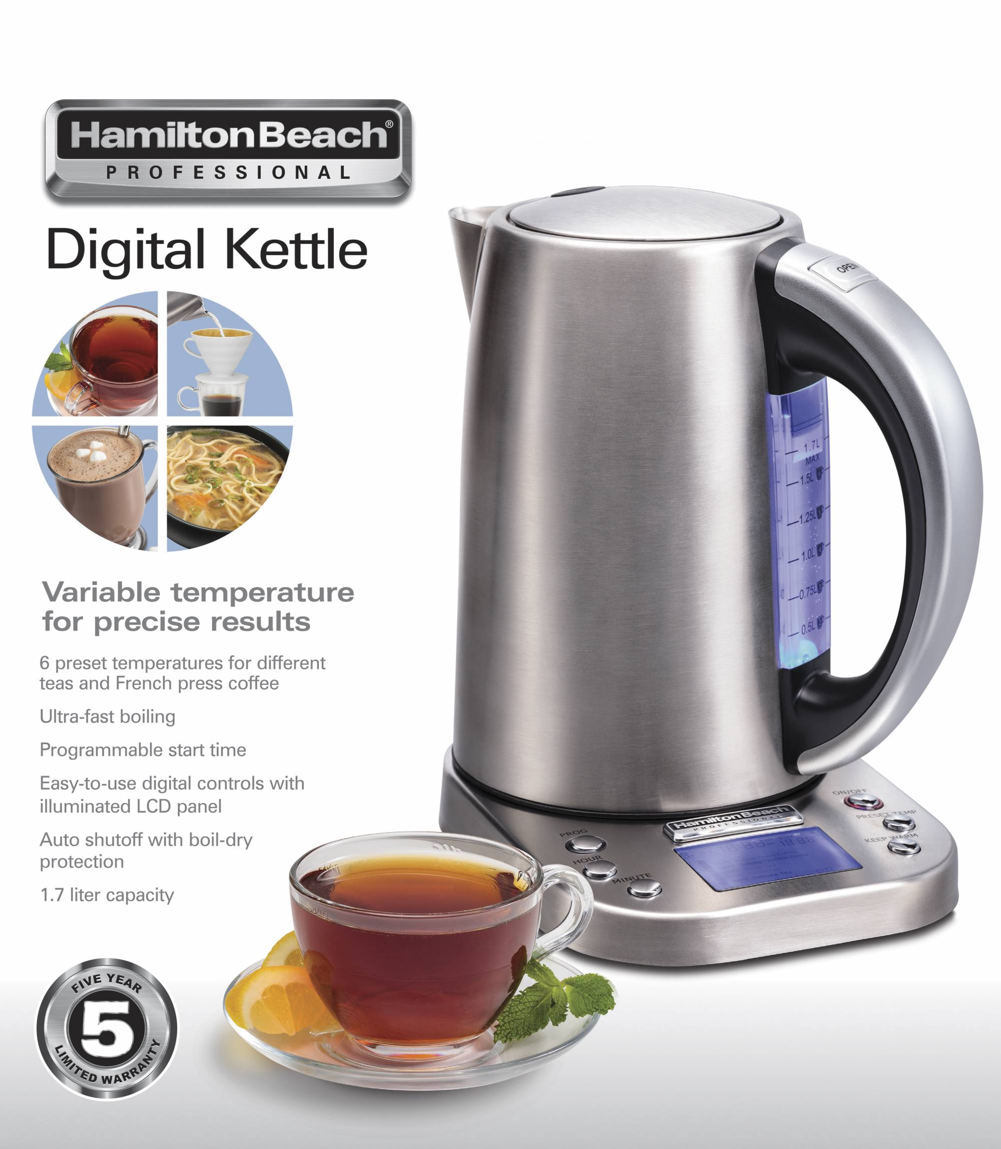 Hamilton Beach 41028SAU 1.7L Professional Digital Kettle Berdaya