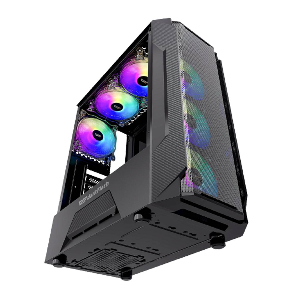 DARKFLASH LEO ATX WITH 3 RAINBOW LED FAN ATX TEMPERED GLASS GAMING ...