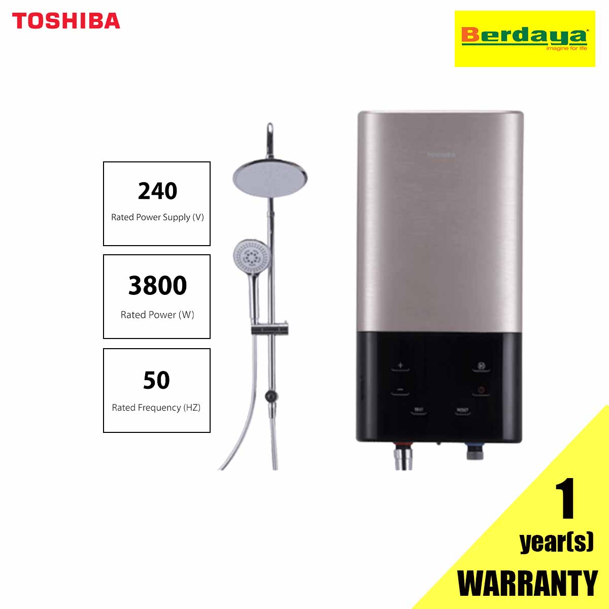 Toshiba 240V TWH-38EXPMY(G) With Pump Instant Electric Water