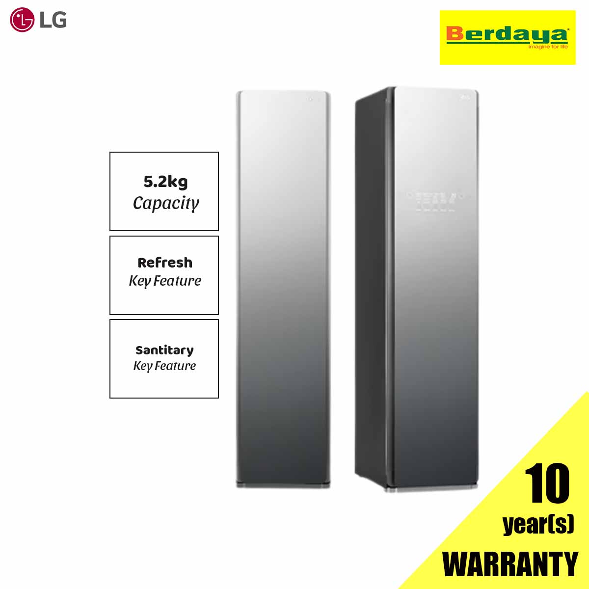 LG 5.2kg S3MFC Smart Wardrobe With True Steam & Gentle Dry | Berdaya
