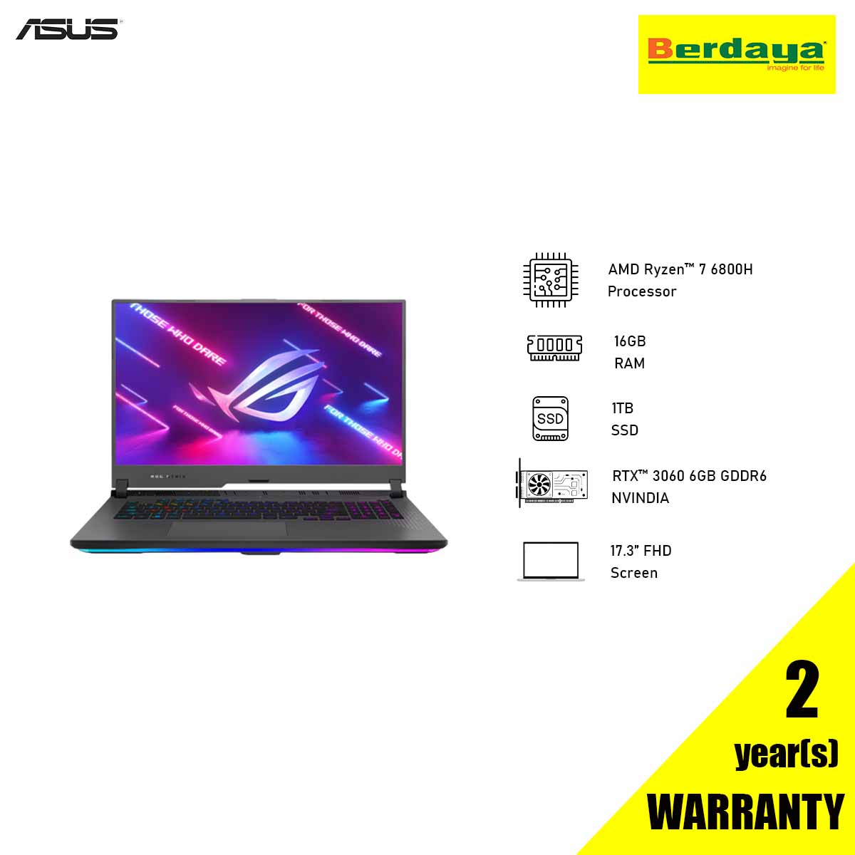 ASUS ROG STRIX G17 G713R-MKH172W | RYZEN 7 6800H | 16GB | 1TB SSD ...