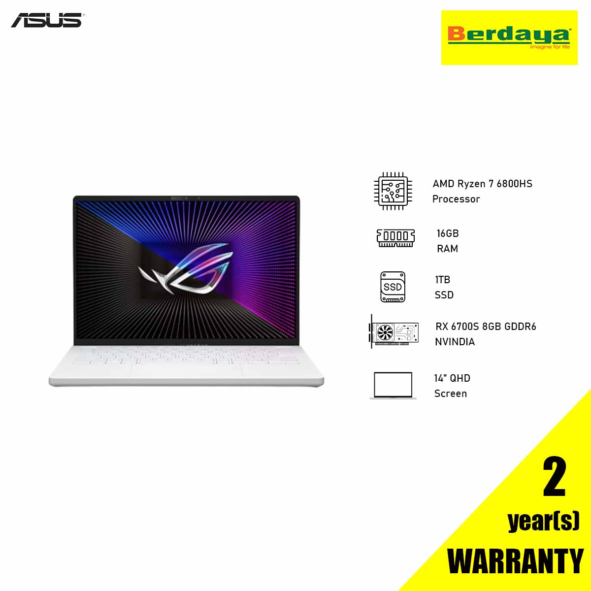 ASUS ROG ZEPHYRUS G14 GA402R-JL8174W | RYZEN 7 6800HS | 16GB ASUS ROG ZEPHYRUS G14 GA402R-JL8174W | RYZEN 7 6800HS | 16GB