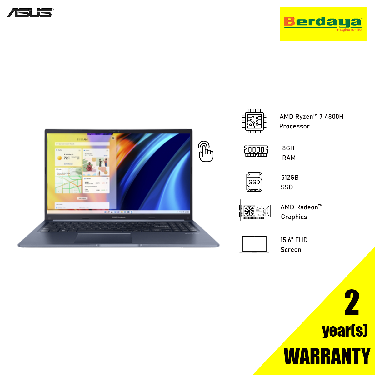 ASUS VIVOBOOK 15 M1502I-AE8162WS | RYZEN 7 4800H | 8GB | 512GB SSD ...