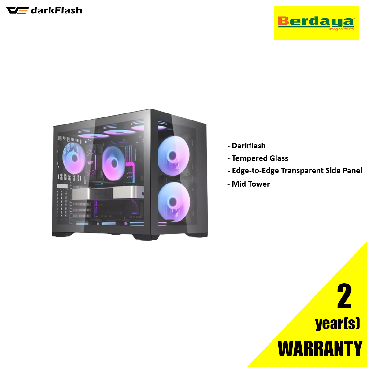 AIGO DARKFLASH C305 ATX TEMPERED GLASS GAMING CASING - BLACK | Berdaya
