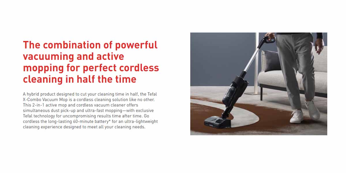 Tefal 21.6V GF3039HO X Combo Allergy + Wet & Dry Handstick Vacuum ...