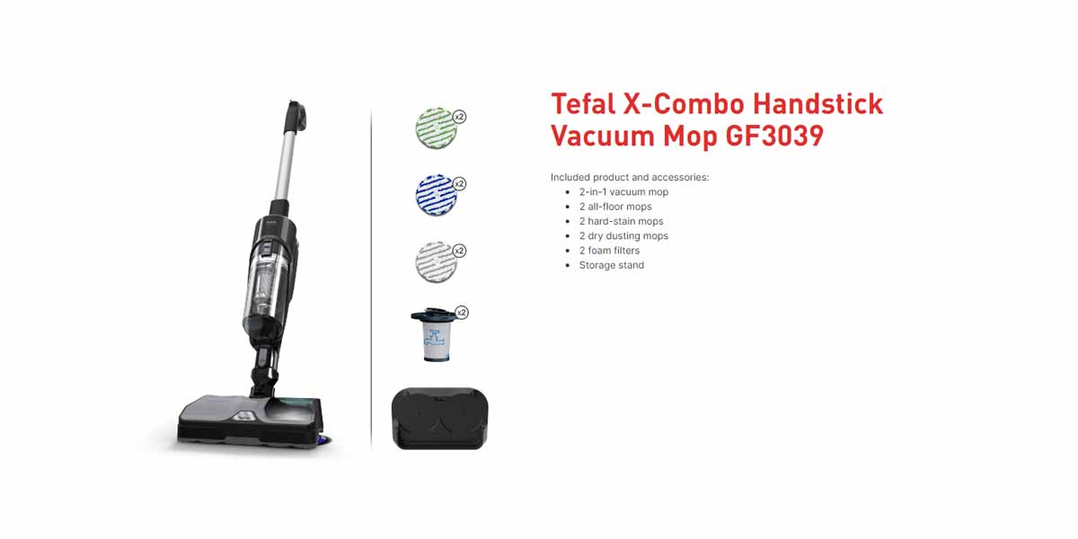 Tefal 21.6V GF3039HO X Combo Allergy + Wet & Dry Handstick Vacuum ...