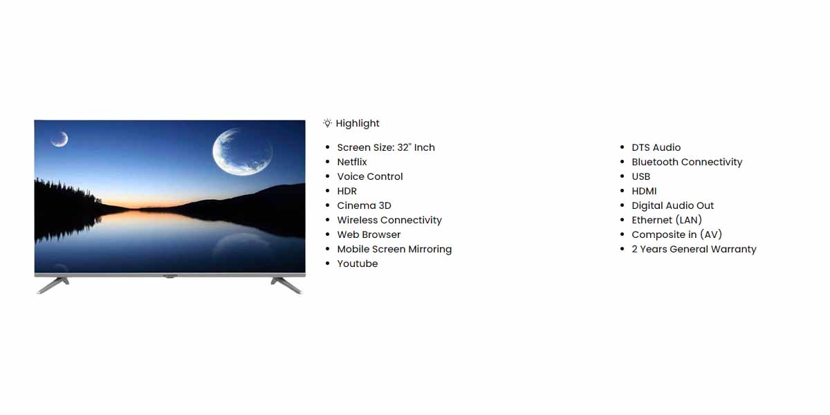Skyworth 32" 32STE6600 FHD Smart Google LED TV | Berdaya